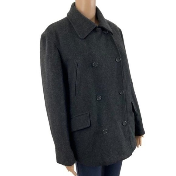 J.Crew Double Breasted Wool Jacket Gray Vintage Size Medium Lined - Picture 3 of 14